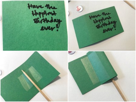 How to Make a Bottle Cap Frog Gift Tag   - write message or greeting on a piece of construction paper