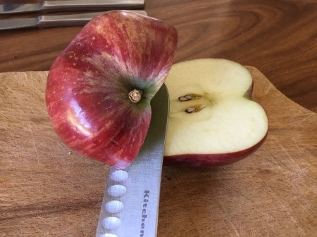 Edible Apple Swan - cut the apple in half vertically, slightly outside the core, one piece will be a tiny bit larger