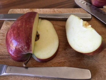 Edible Apple Swan - remove the wedge and repeat on the other side