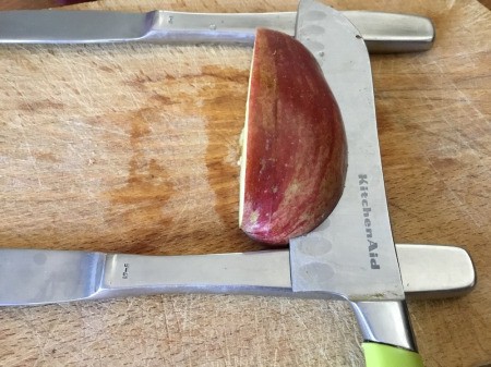 Edible Apple Swan - cut horizontally along the guides