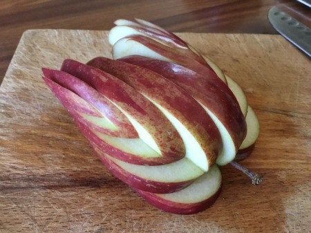 Edible Apple Swan - place wings on the upside down apple t-shaped base