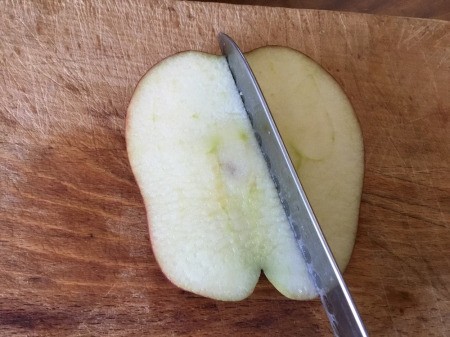 Edible Apple Swan - cut in half diagonally