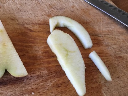 Edible Apple Swan - trim the neck so it is not too long