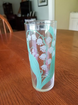 Identifying Drinking Glasses - tall glass with a lily of the valley design