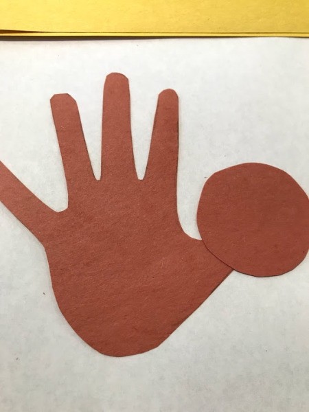 Toddler Handprint Monkey Father's Day Card - glue circle over the thumb for the head