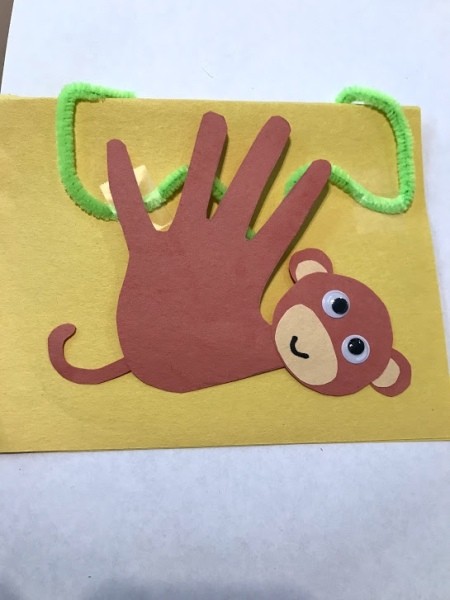 Toddler Handprint Monkey Father's Day Card - finished card