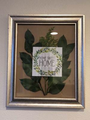 Home Sweet Home Framed Leaves Wall Hanging - framed artwork and greenery wallhanging