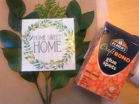 Home Sweet Home Framed Leaves Wall Hanging - use glue spots to attach printed sign