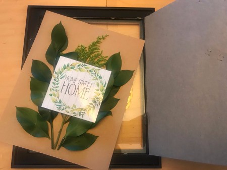 Home Sweet Home Framed Leaves Wall Hanging