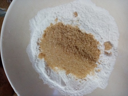 flour & brown sugar in a bowl