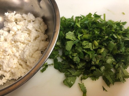 cheese & chopped cilantro