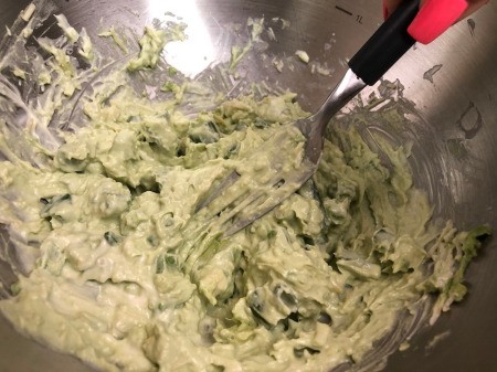 mixing ingredients for salad sauce