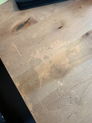 Repairing the Finish on a Wood Table - light damaged finish