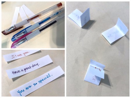 Kid's Frog Trinket Box - cut small rectangles from paper to write your messages, fold them up