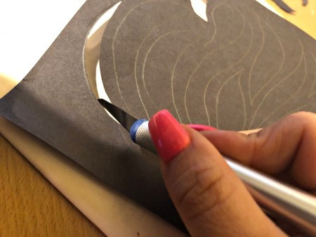 Paper-Cut Mason Jar Light - cut design out with and X-acto knife