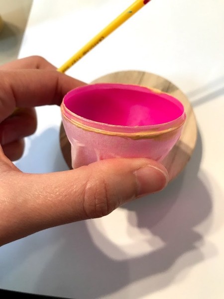 Upcycled Plastic Egg Mini Planter - paint the rim in your choice of color and allow to dry