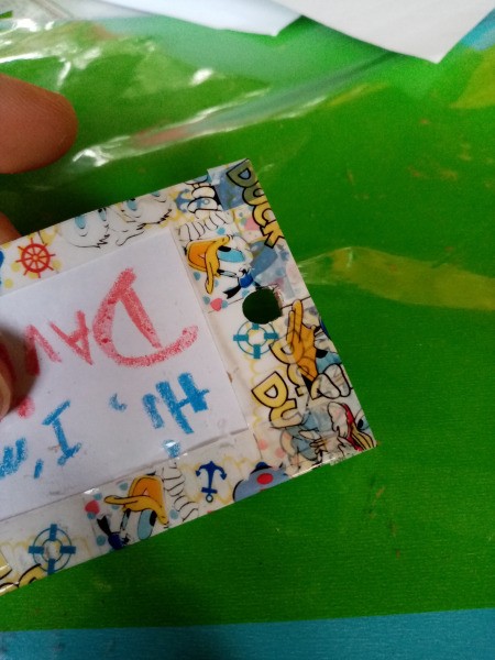 Waterproof Washi Tape Book Bag Tag - punch a hole in the end