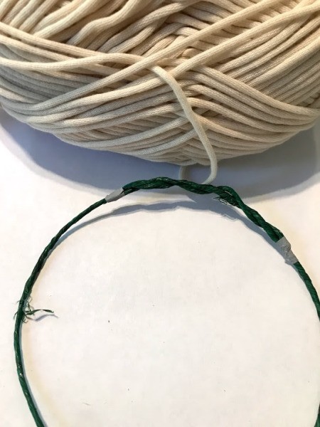 Dreamcatcher with Wooden Beads - wrap the hoop with t-shirt yarn