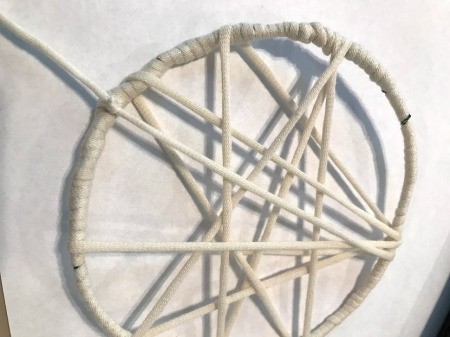 Dreamcatcher with Wooden Beads - star pattern formed