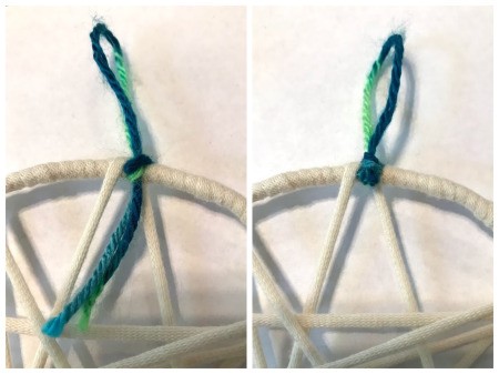 Dreamcatcher with Wooden Beads - tie a loop of yarn at the top for hanging