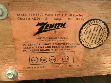 Value of Zenith Cabinet Record Player