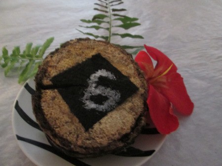 A number written on a chalk painted square.