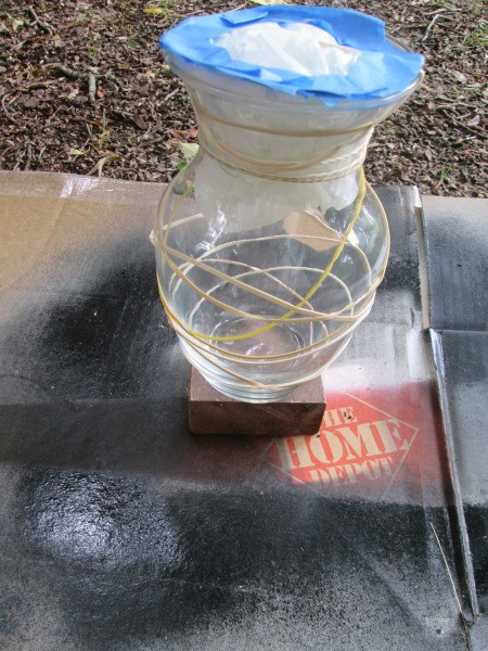 Rubber Band Art Painted Vase - fluted glass vase wrapped with rubber bands and stuffed