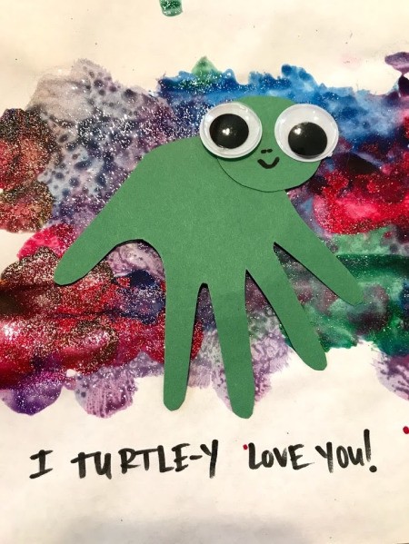 Turtle Framed Art - glue turtle in the center of the painting and add caption