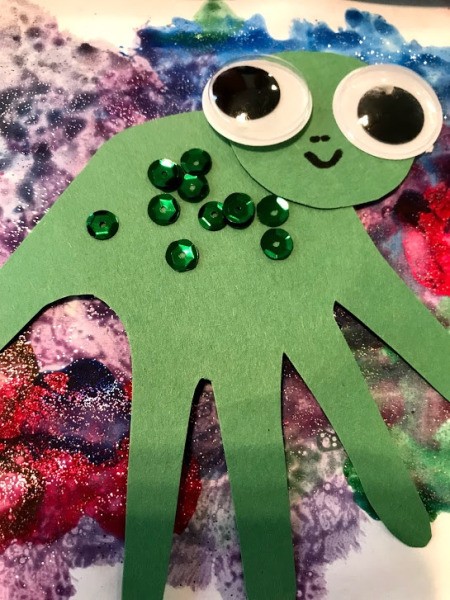 Turtle Framed Art - green sequins glued onto the turtle