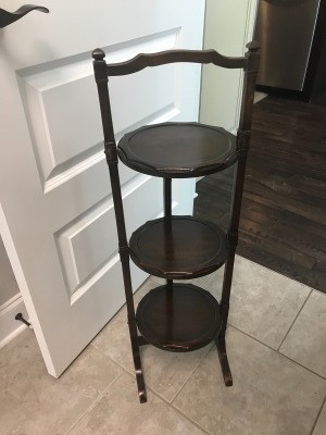 Value of an Antique 3 Tier Table - dark wood round tiered table