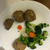 meatballs on plate with mixed veggies