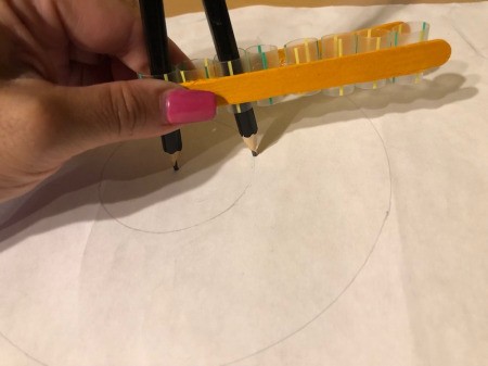 Popsicle Stick and Straw Compass - move pencils closer together to make smaller circles