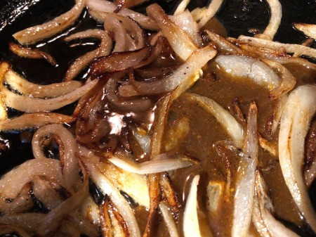 Caramelized Onion with Balsamic dressing in pan