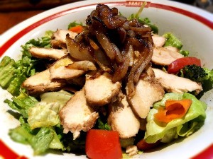 Caramelized Onion Balsamic Chicken Salad in bowl
