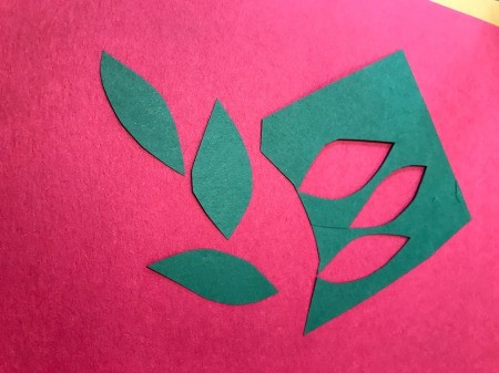 Heart Flowers Decoration - cut leaves from green paper