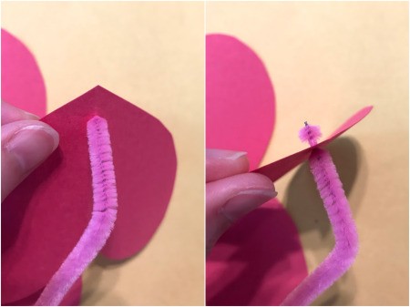 Heart Flowers Decoration - push pipe cleaners through the holes