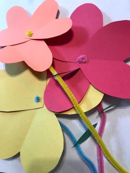Heart Flowers Decoration - red, pink, and yellow flowers