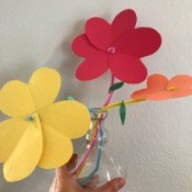 Heart Flowers Decoration - paper flowers in a small glass vase