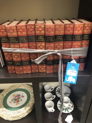 Value of a Set of World Popular Encyclopedias - books on a shelf
