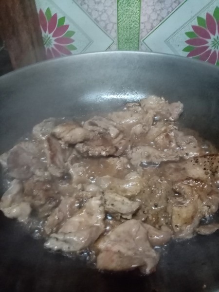cooking Pork Steak pieces