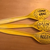Plastic Spoon Plant Markers for Your Herb Garden - three finished spoon herb markers
