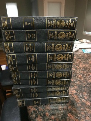 Value of World Book Encyclopedias - stack of volumes on a table