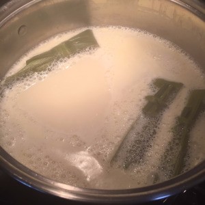Pandan Infused Soy Milk in pan