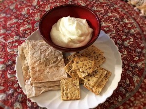 Creamy Garlic Sauce & crackers