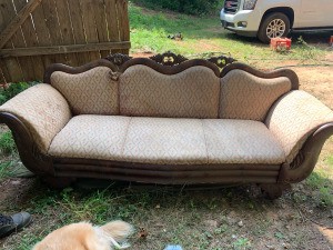 Identifying an Antique Sofa - upholstered couch with wood trim