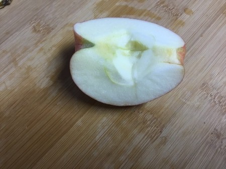How to Make Apple Bunnies and Flowers - cut the core out of a large chunk of apple