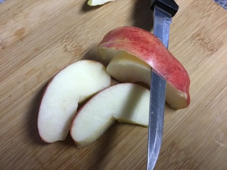 How to Make Apple Bunnies and Flowers - cut under the skin stopping short of the end