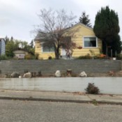 New Retaining Wall and Early Plantings - house with wall and first plantings in the fall