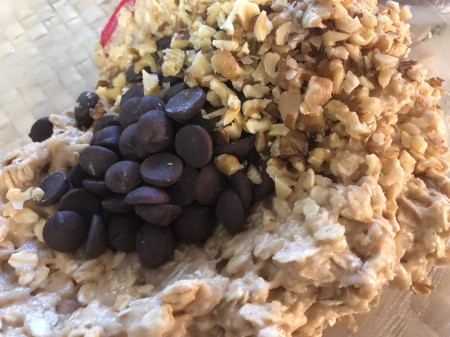adding chocolate chips & walnuts to batter