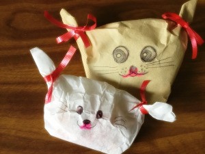 Coffee Filter Animal Candy Bags - two coffee filter candy bags